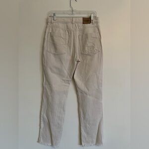 Scalpers Women’s Light Beige Skull Embroidered Jeans